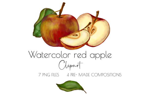 Apple Clipart, Watercolor Illustrations