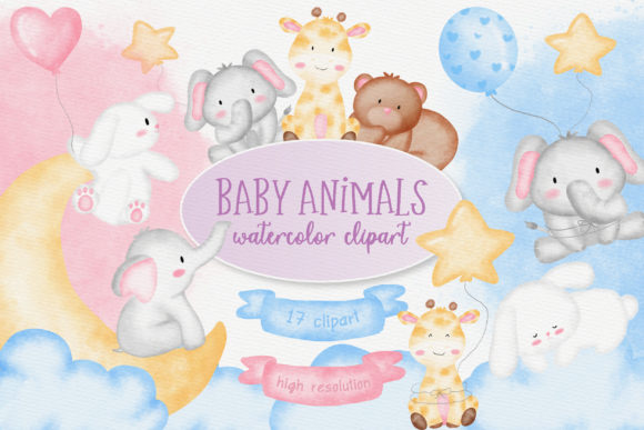Baby Animals Nursery Clipart Watercolor Illustrations