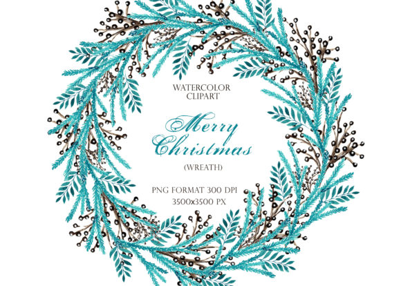 Christmas Winter Watercolor Wreath Illustrations