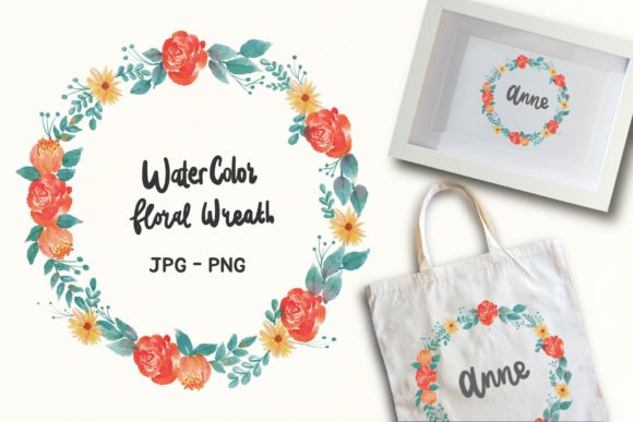 Elegant Watercolor Floral Wreath Illustrations