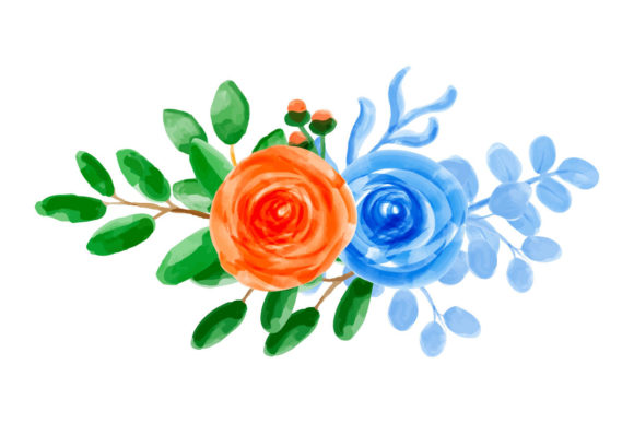Floral Arrangement with Watercolor 2 and Illustrations