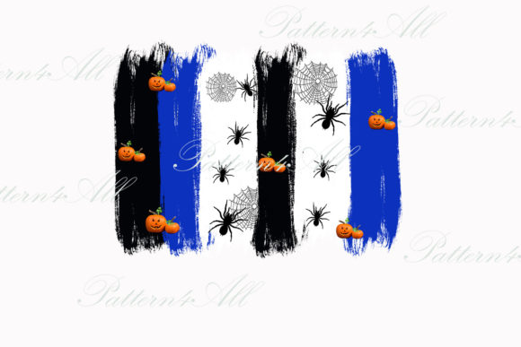 Halloween Blue Watercolor Brush Stroke Illustrations