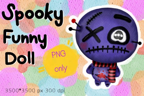 Spooky Halloween Doll Watercolor Png Illustrations