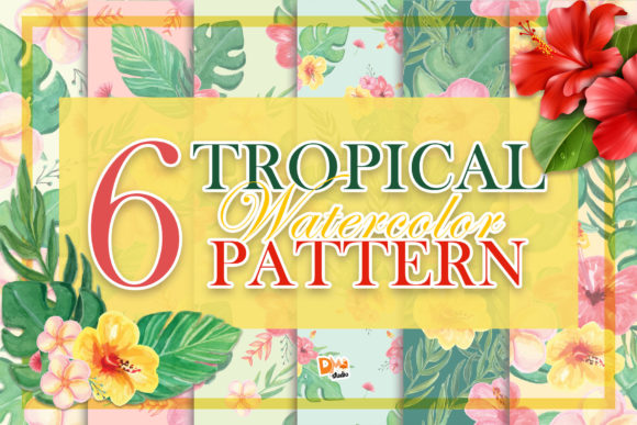 Tropical Floral WaterColor Pattern and Illustrations