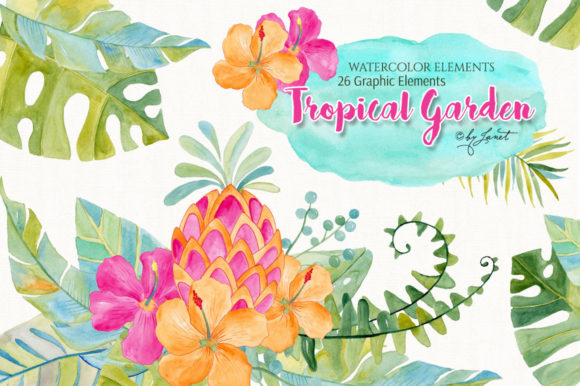 Tropical Garden Watercolor Illustrations