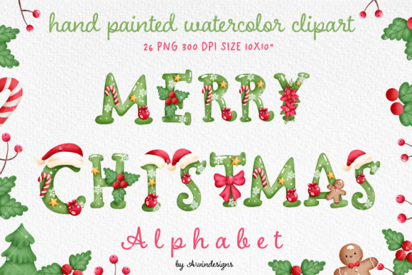 Watercolor Christmas Alphabet Collection