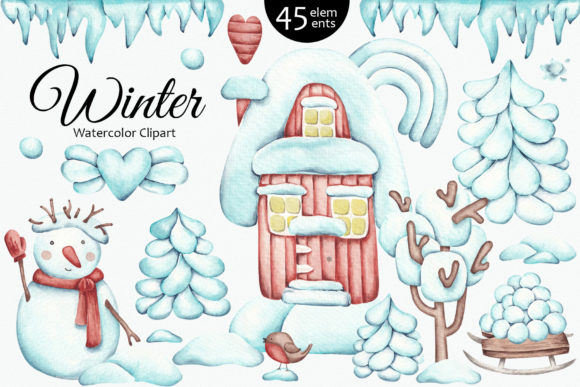 Watercolor Clipart “Winter” Illustrations