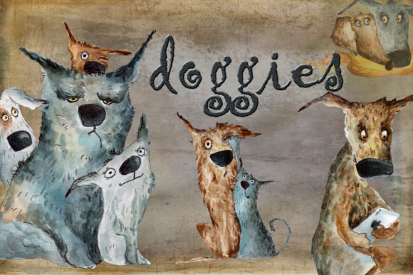 Watercolor Drawings of Dogs and Illustrations