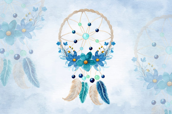 Watercolor Dream Catcher with Floral 15 Illustrations
