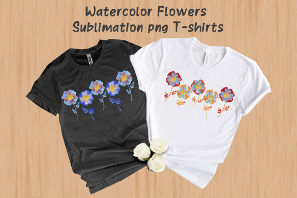 Watercolor Flowers Sublimation T-shirts and Illustrations