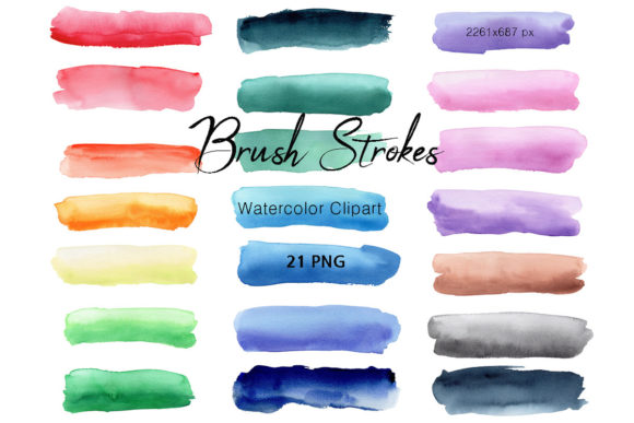 Watercolor Rainbow Brush Stroke Clipart and Illustrations