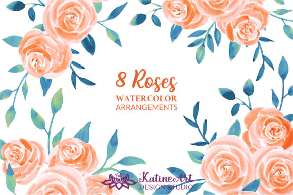 Watercolor Rose Flowers Bouquets Clipart and Illustrations