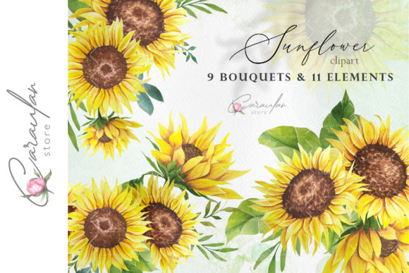 Watercolor Sunflowers Bouquets Clipart: Real Design Review