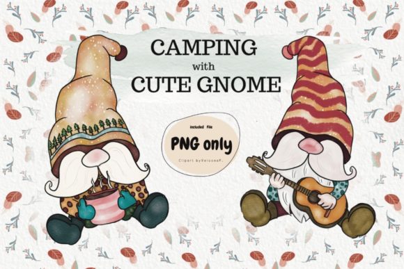 Watercolour Camping Cute Gnome Graphic Illustrations