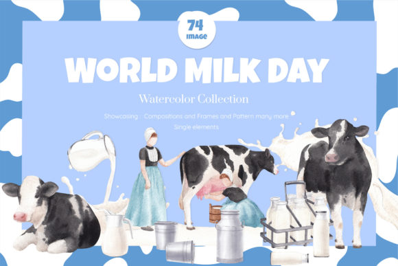 World Milk Day Watercolor Illustrations