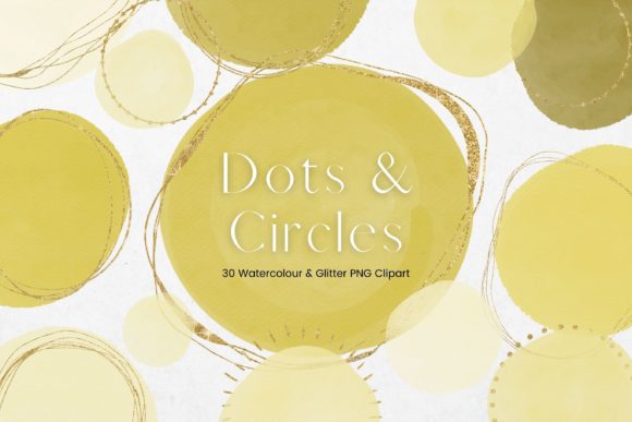 Yellow Watercolour and Gold Circles Illustrations